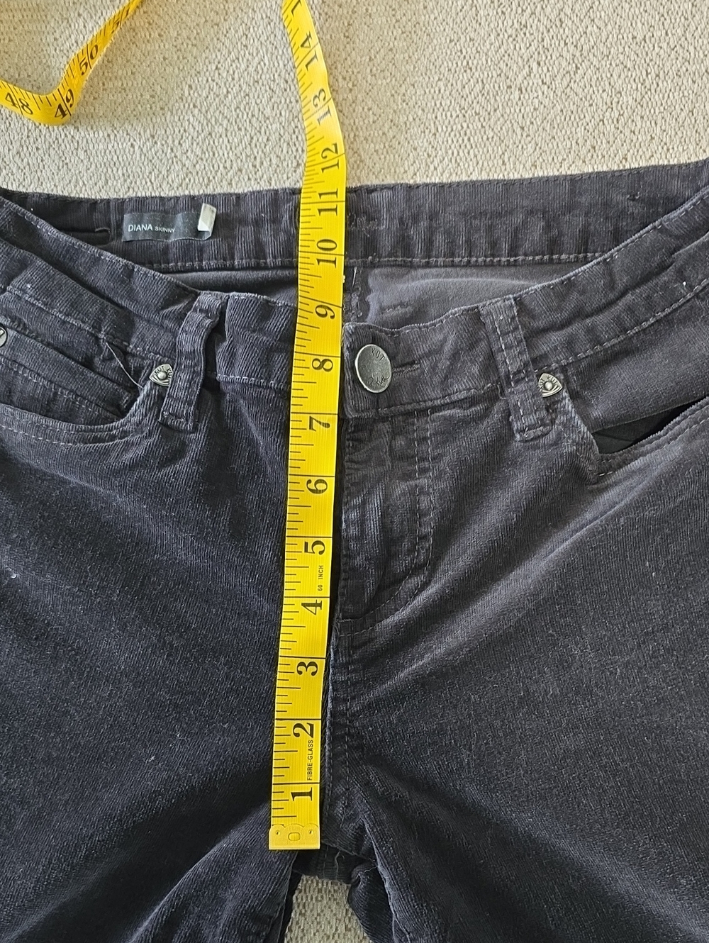 Kut From The Kloth Dark Gray Diana Skinny Corduroy Pants - Size 8 - Picture 7 of 11